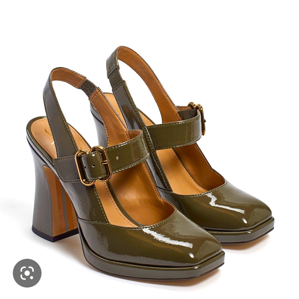 Olive green Sam edelman slingback Mary Janes NWOB patent leather never worn